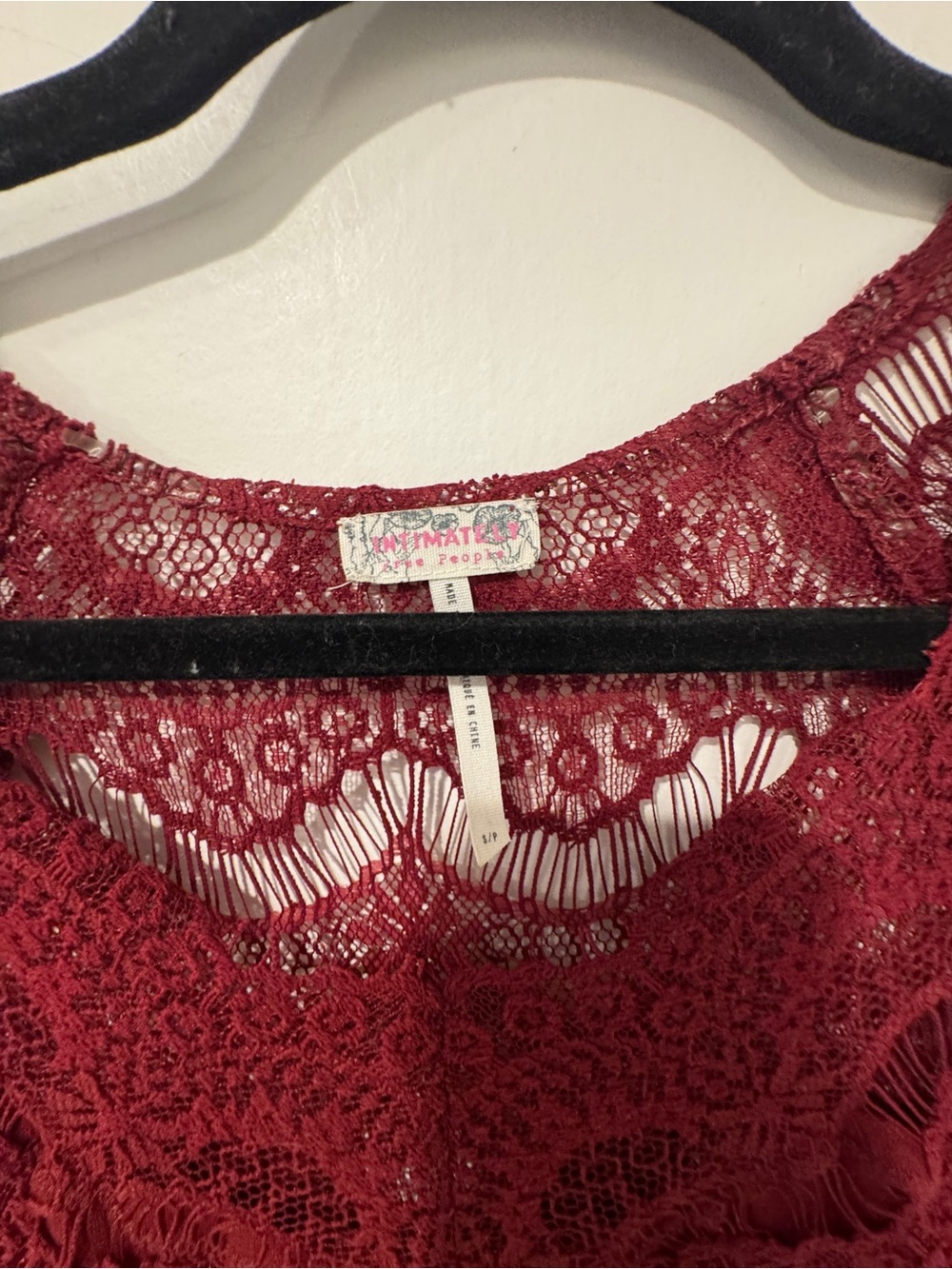 EUC Free People Intimately Lace Dress Burgundy Wine Red Size Small - Picture 5 of 6